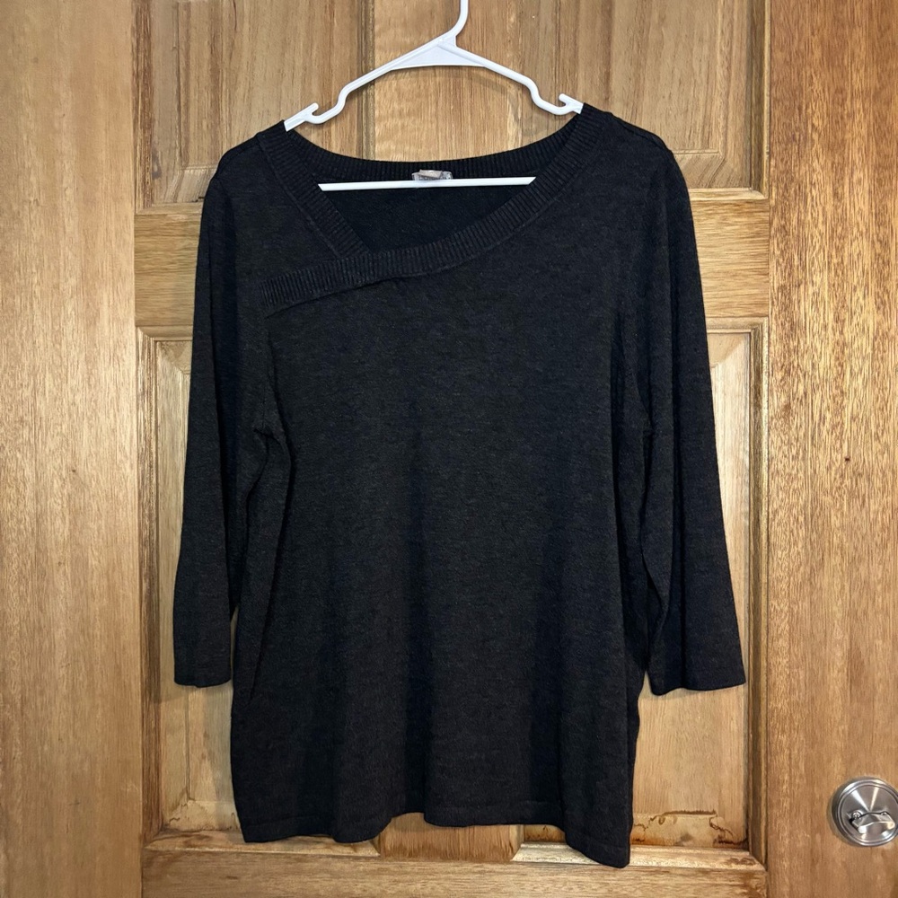 Chico's women’s gray Asymmetrical Neck sweater size 2